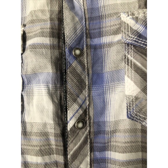 BKE Shirt Men’s XL Blue Plaid Athletic Fit Pearl Snap Long Sleeve Western - Picture 5 of 7